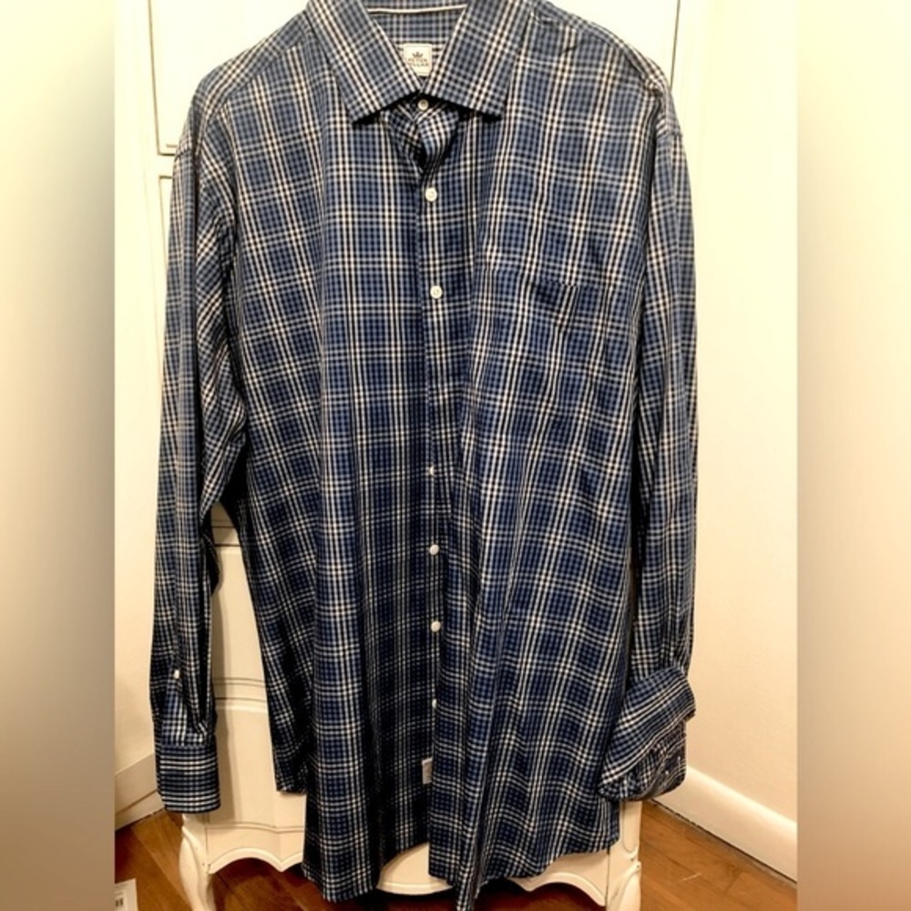 Peter Millar Blue Gingham Checkered Button Down, … - image 4